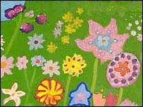 A hoarding decorated by St Louis Middle School