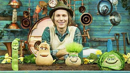 Mr Bloom (Ben Faulks) with some of his friends