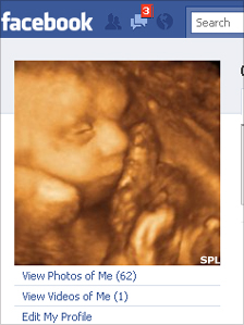 Screengrab of Facebook page with baby photo