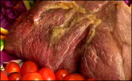 Meat (and tomatoes which you can't eat)