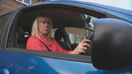Hannah Banks in her Peugeot.