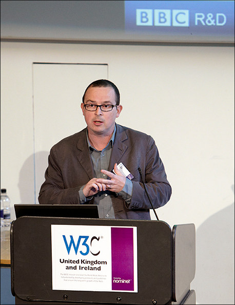 Adrian Woolard presenting at the opening of the W3C office in the UK. Copyright W3C