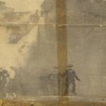 Sheila Caunt (3years 11months old) being lifted free by Mr Mee, an A.R.P warden