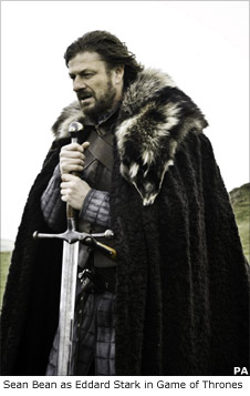 Sean Bean playing Eddard Stark in the HBO production of Game of Thrones