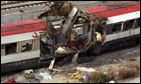 The wreck of a train where one of the bombs exploded.