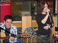 Tinderbox perform in studio
