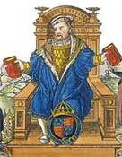 Iamge of Henry VIII accepting bibles from his bishops