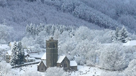 Llwyth o galch yn llethu'r coed - yn Aberbig