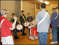 Drummers rehearsing