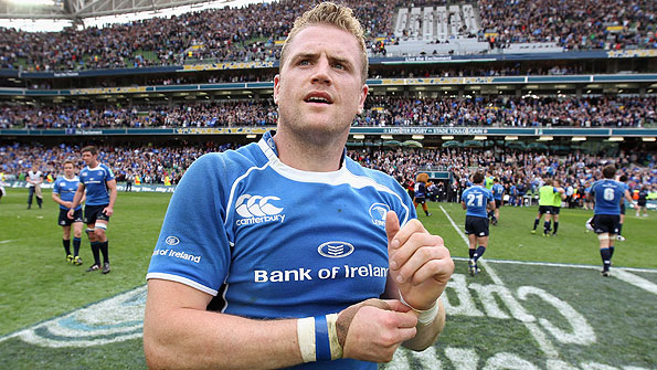 Leinster number eight Jamie Heaslip takes in the moment after their semi-final victory over Toulouse