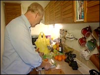 Andrew Briggs prepares his supper
